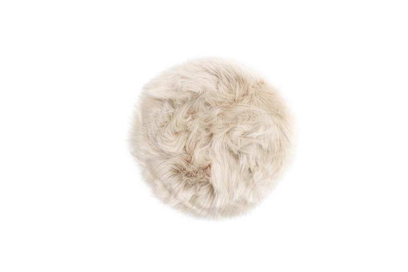 Katy Rund Beige Akryl Falsk Pels Stolehynde - 34 cm