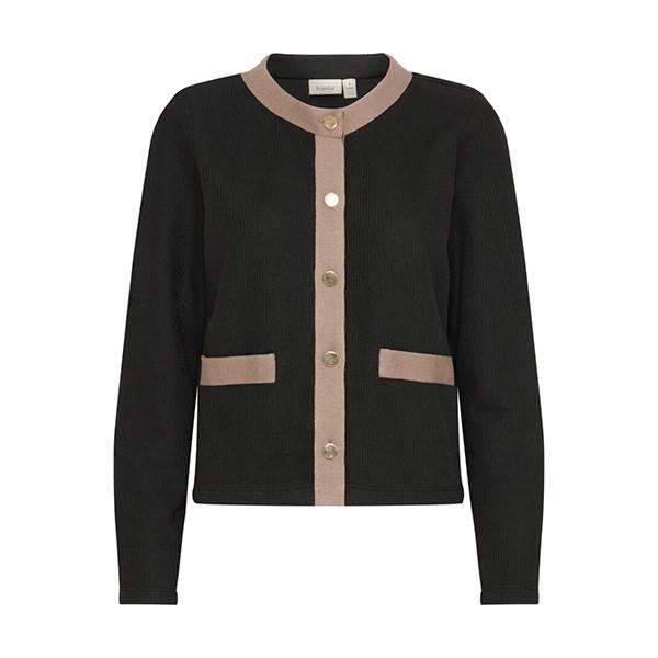 Fransa Fxsunna Cardigan - Sort med Guldknapper