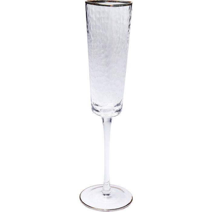 Kare Design Håndlavet Champagneglas med Guldkant