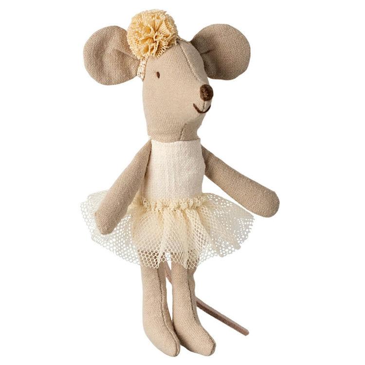 Maileg Ballerina Mus Lillesøster - Råhvid Eventyrfigur