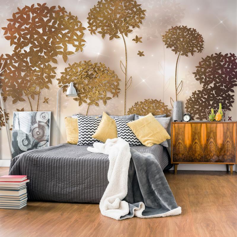 Artgeist Fototapet - Gylden Have med Blomsterlook
