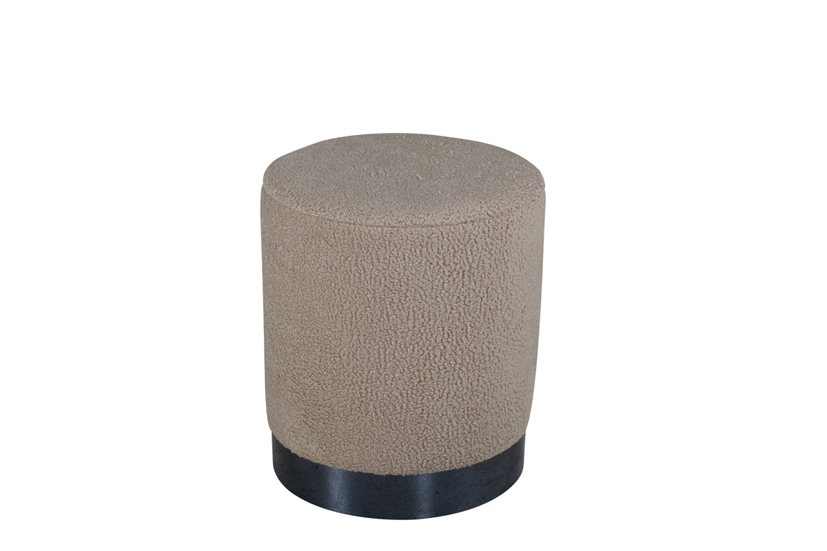 Venture Design Benji Puf  Cylinder Beige Bamsestof Polyester   Sort Stål  ø35