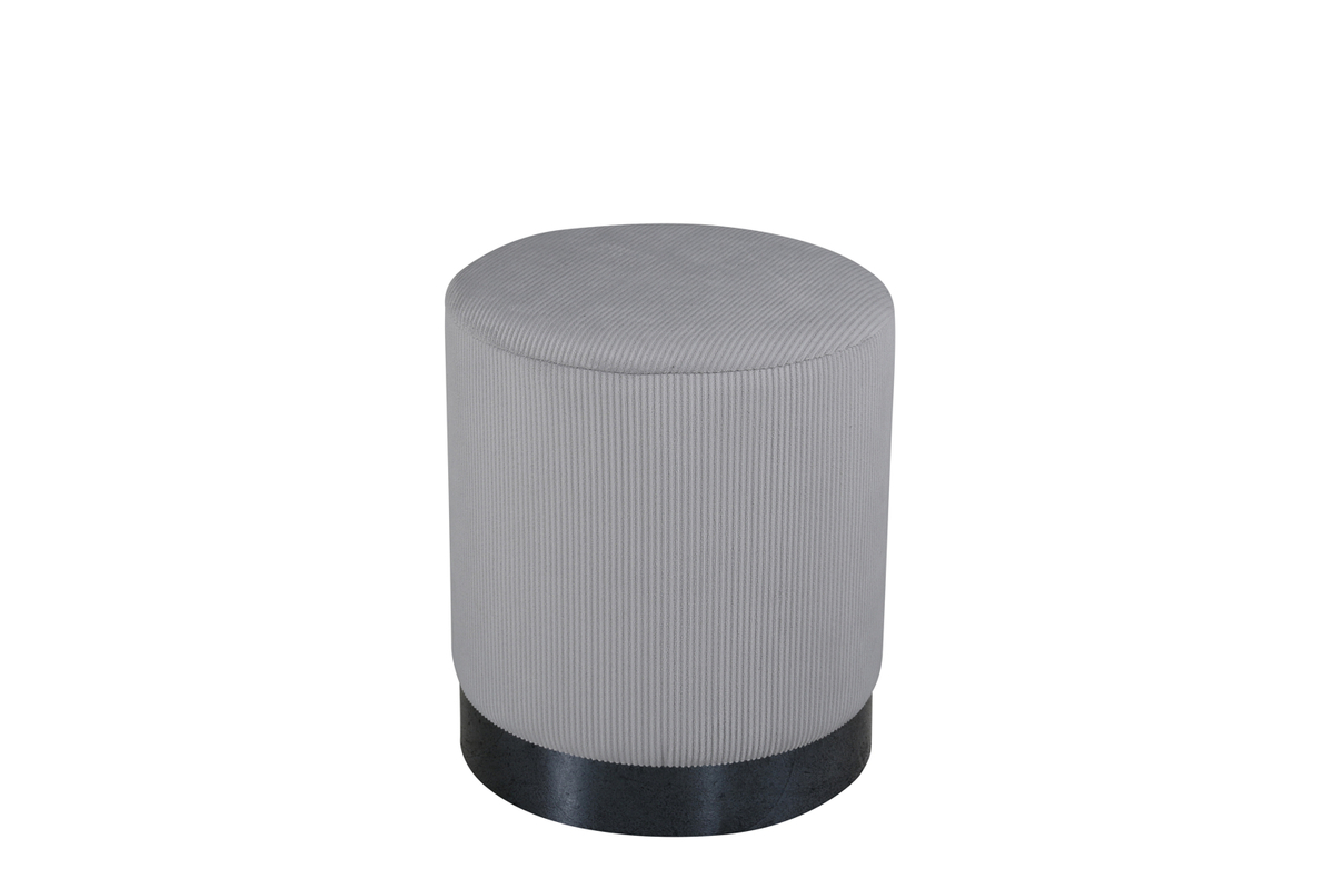 Venture Design Benji Puf  Cylinder Grå Fløjl   Sort Stål  ø35