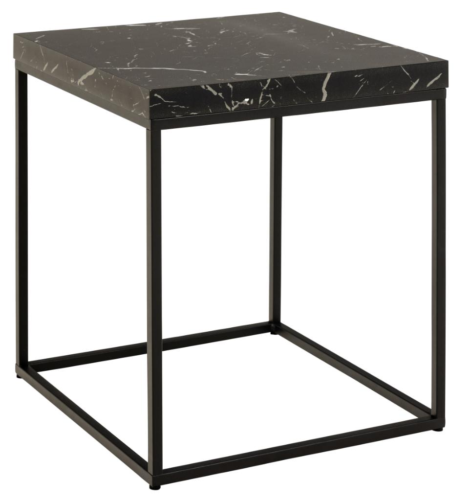 Act Nordic Barossa Sofabord  Kvadratisk Sort Papir Marquina Marmorlook   Sort Stål  40x40