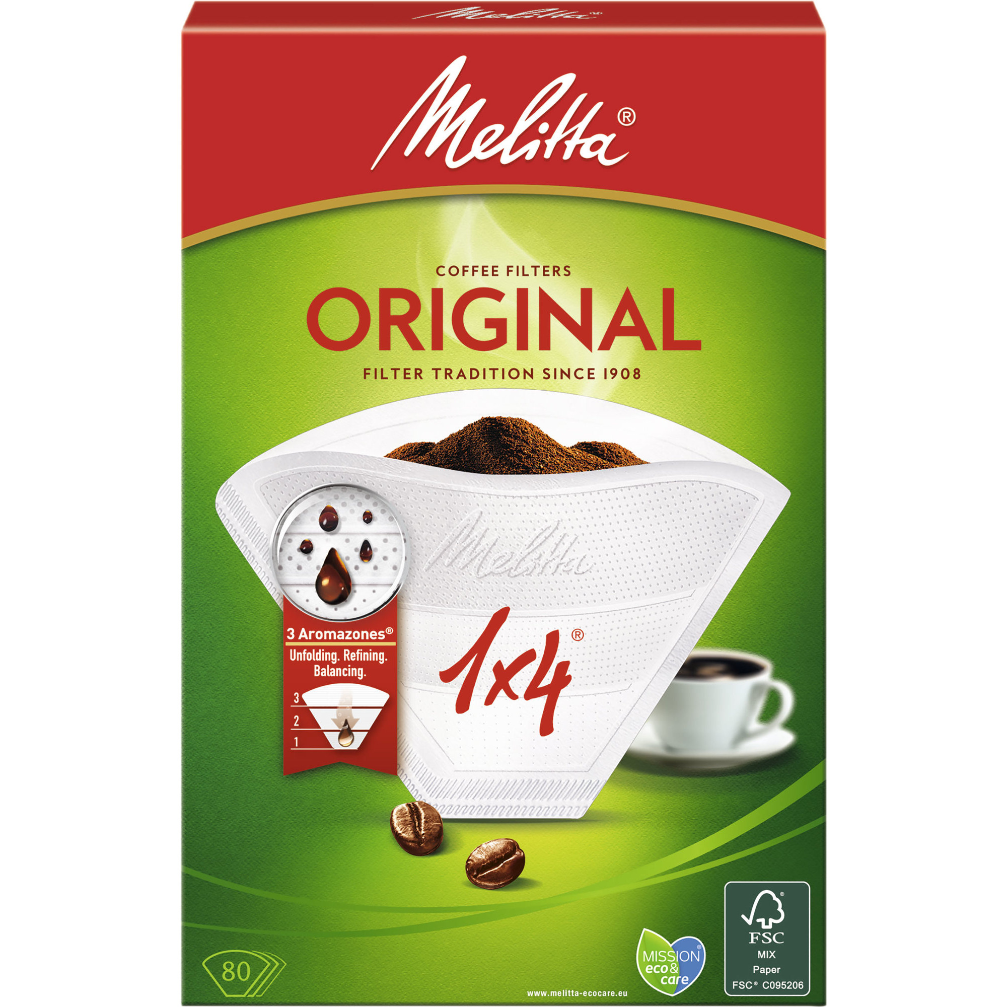 1x4 80 Kaffefiltre  Hvid