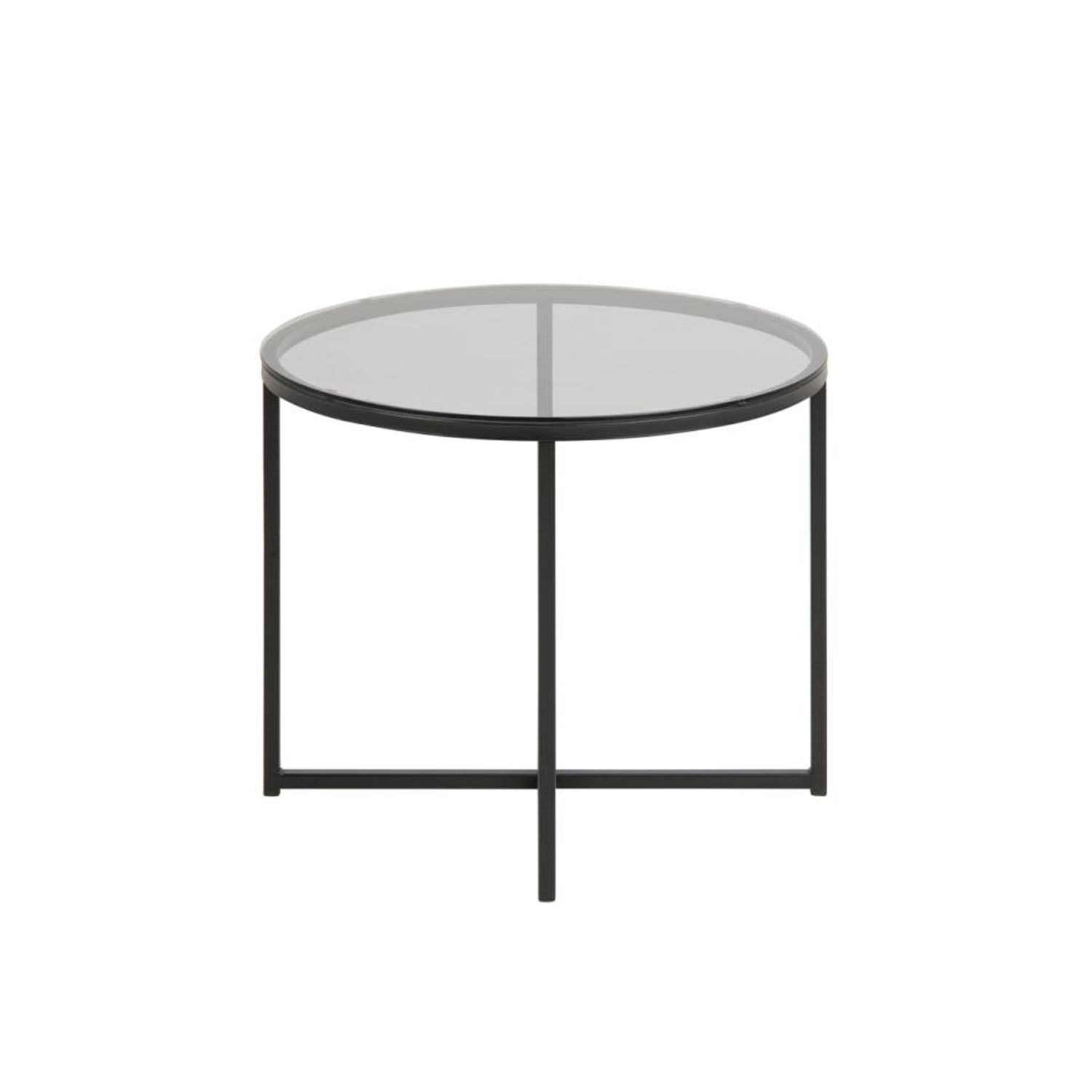 Act Nordic Cross Sidebord  Rund Røgfarvet Glas   Sort Metal  ø55