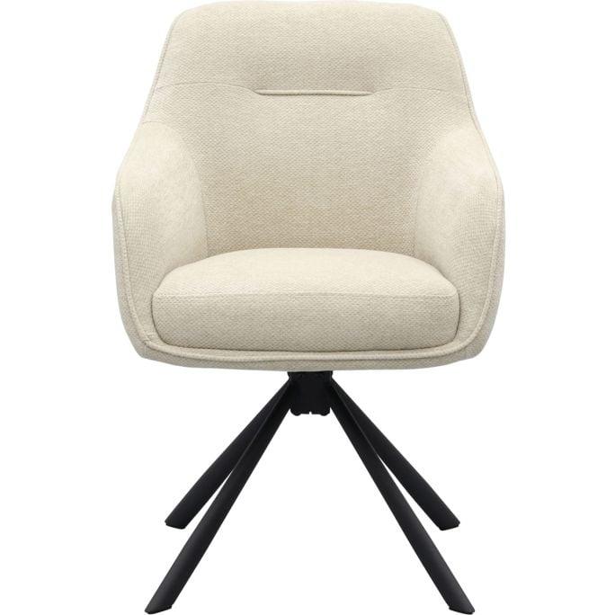 Avola Drejestol     Armlæn Sand Chenille Polyester Stof Og Sort Stål