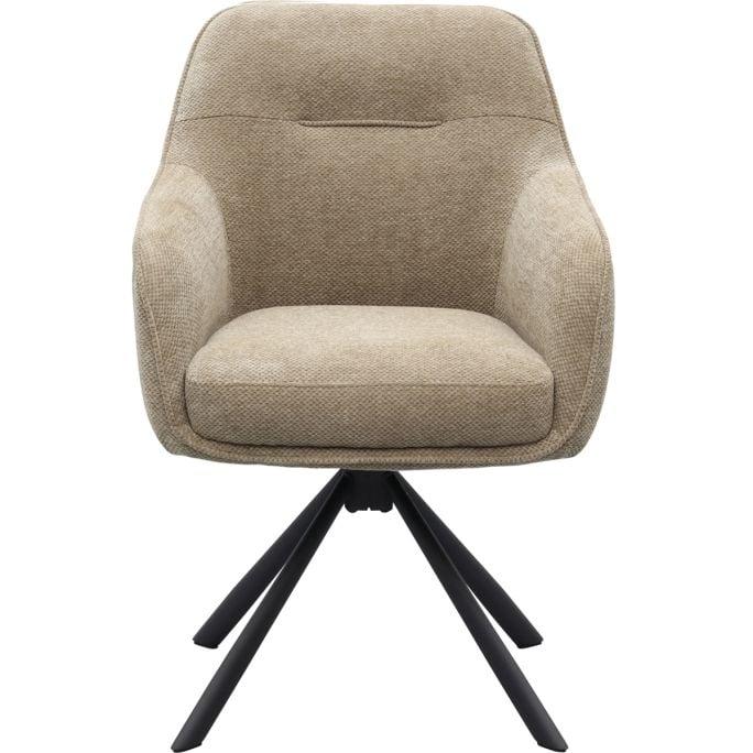 Avola Drejestol     Armlæn Taupe Chenille Polyester Stof Og Sort Stål