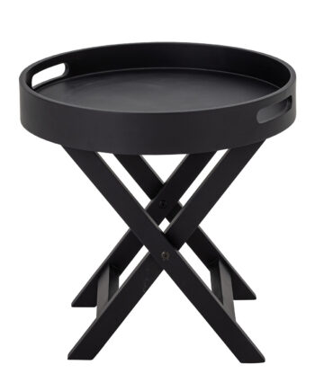 Bloomingville Freya Sidebord  Foldbar     Aftagelig Bakke  Rund Sort Gummitræ    40