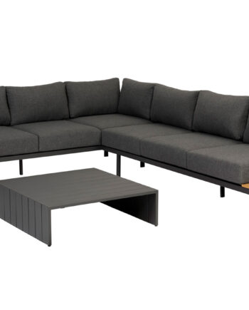 Exotan Bari Loungesæt Til Haven     Bord Og Hynder  Antracitgrå Stof  Polywood Og Aluminium