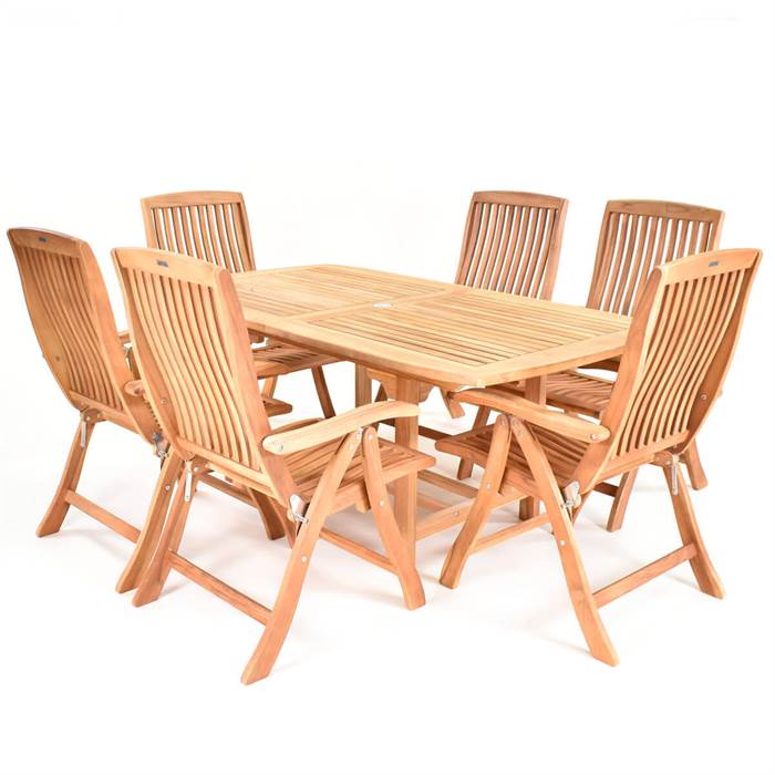 Boston Havesæt   Massiv Teak Havebord Med Udtræk Og   Foldestole