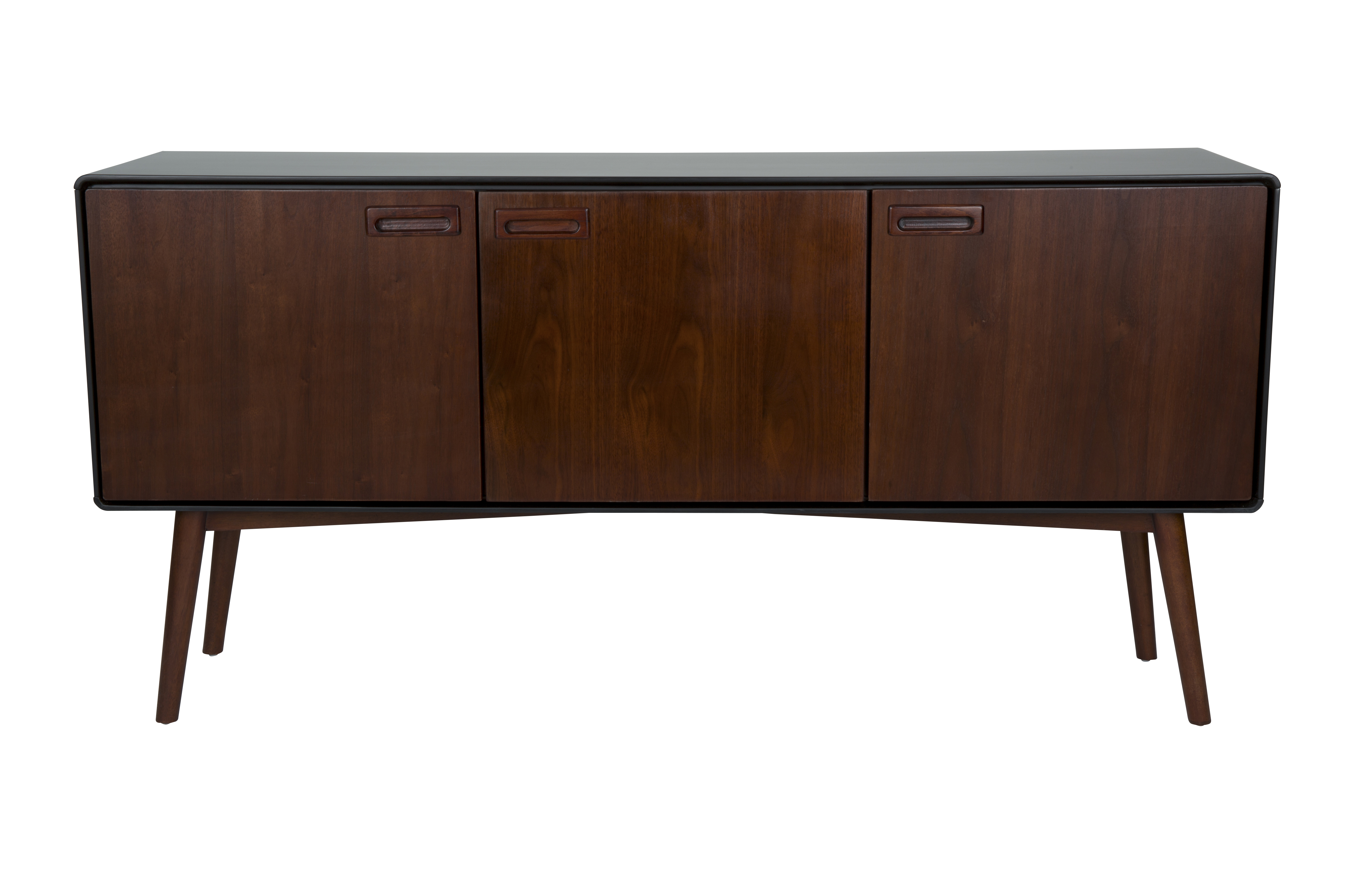 Dutchbone Juju Skænk  Høj       Låge Og   Hylder Brun Valnøddefinér Asketræ Og Sort Finér