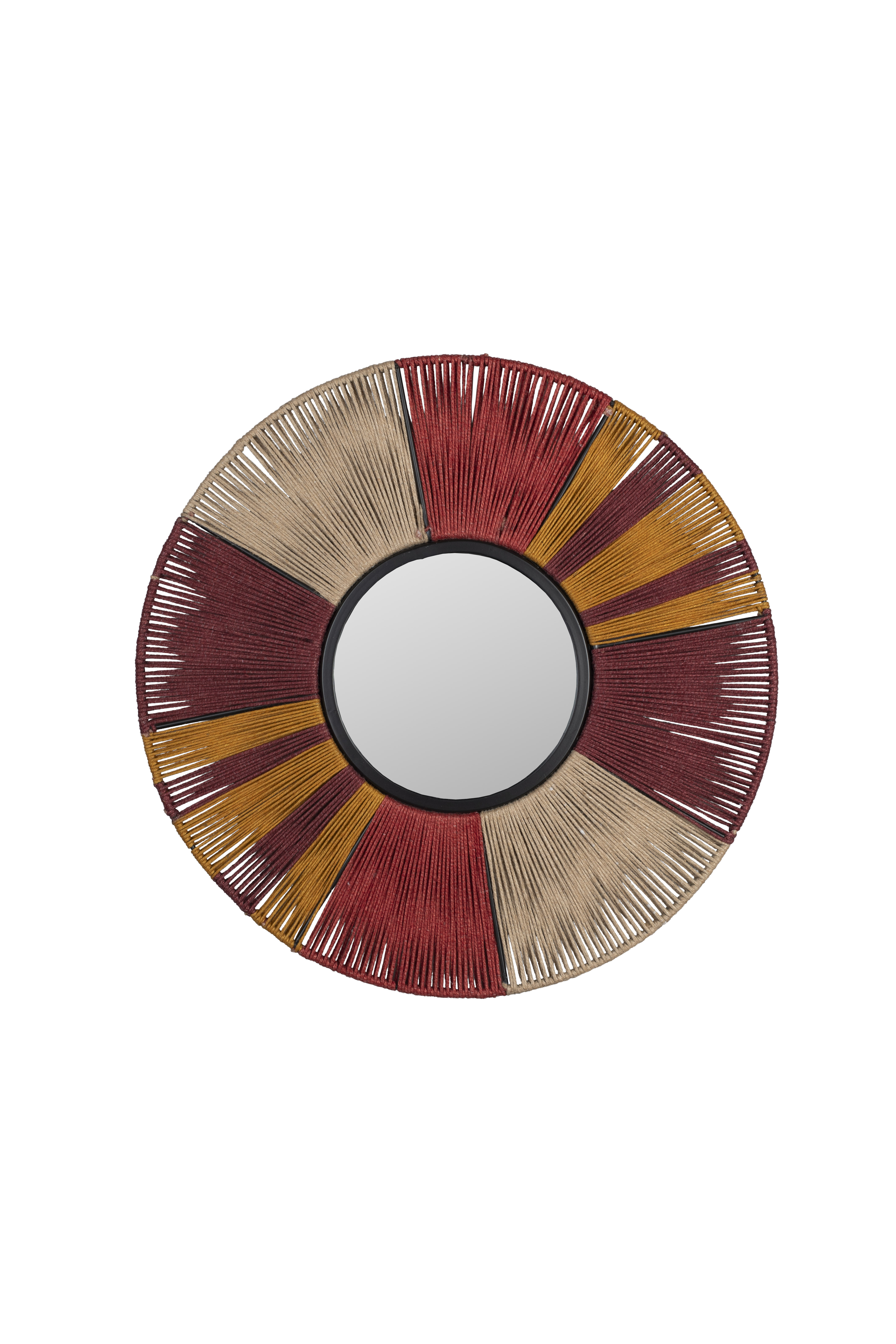 Dutchbone Surya Vægspejl    Rund Spejlglas  Multifarvet Reb Og Jern  ø60