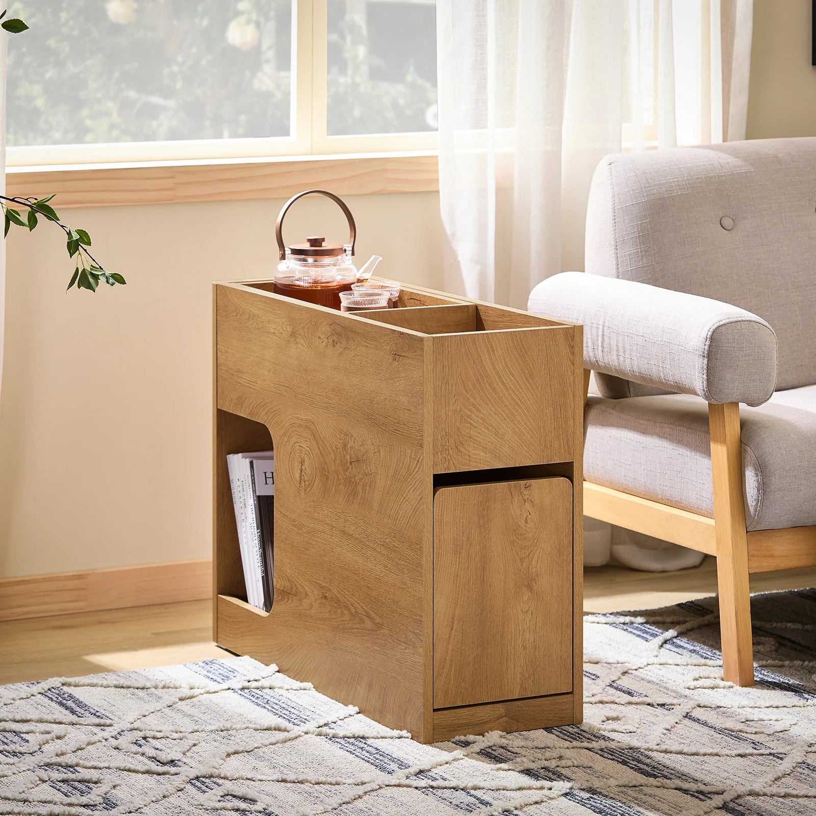 Fleksibelt Opbevaringsbord 70x25x55 Cm Naturfarvet