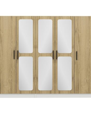 Funzi Living 2713 Garderobeskab  Spejl    Låger    Bøjlestænger    Skuffer Natur Hvid Melamin