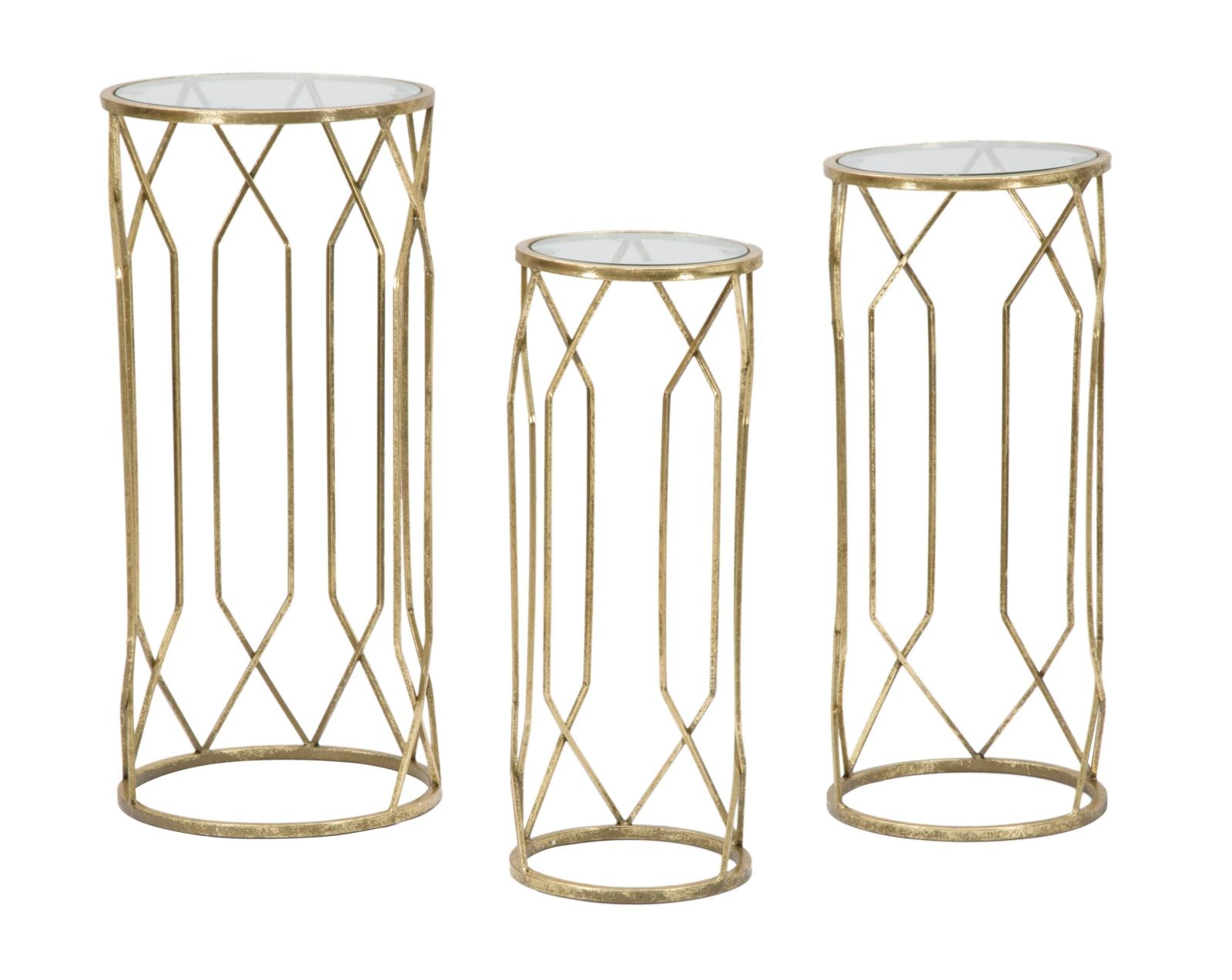 Glam     Sideborde  Guldfarvet  Metal   32x71 Og 28x65 Og 23x61 Cm