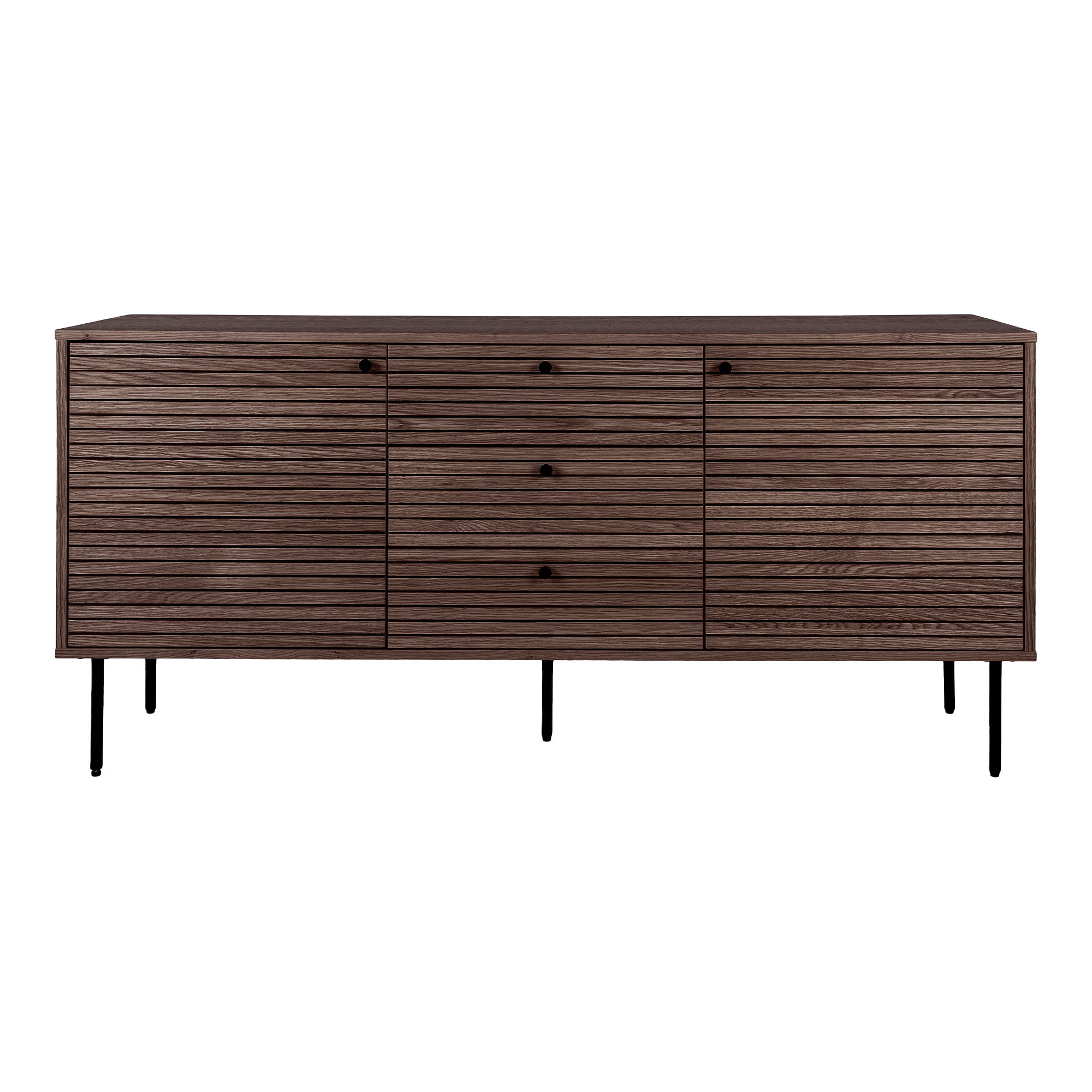 House Nordic Kyoto Skænk       Låger    Hylder Og   Skuffer Røgfarvet Egefiner Og Sort Stål