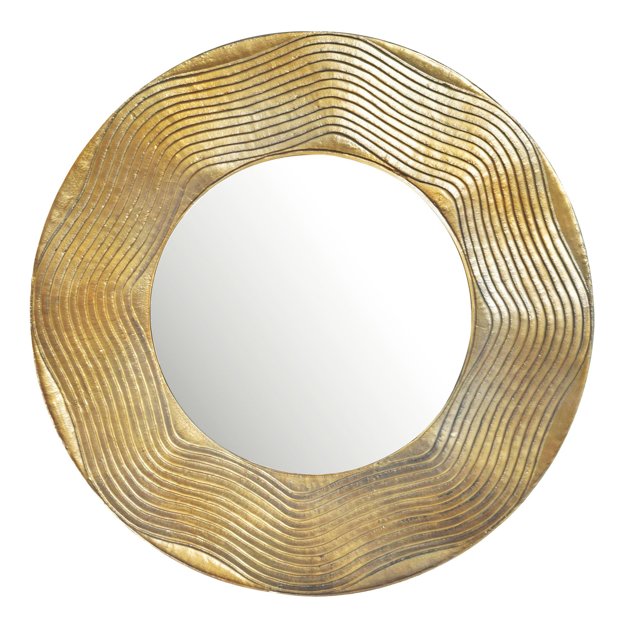 æstetisk Vægspejl   Rund Form  74 Cm  Ramme Guldfarvet