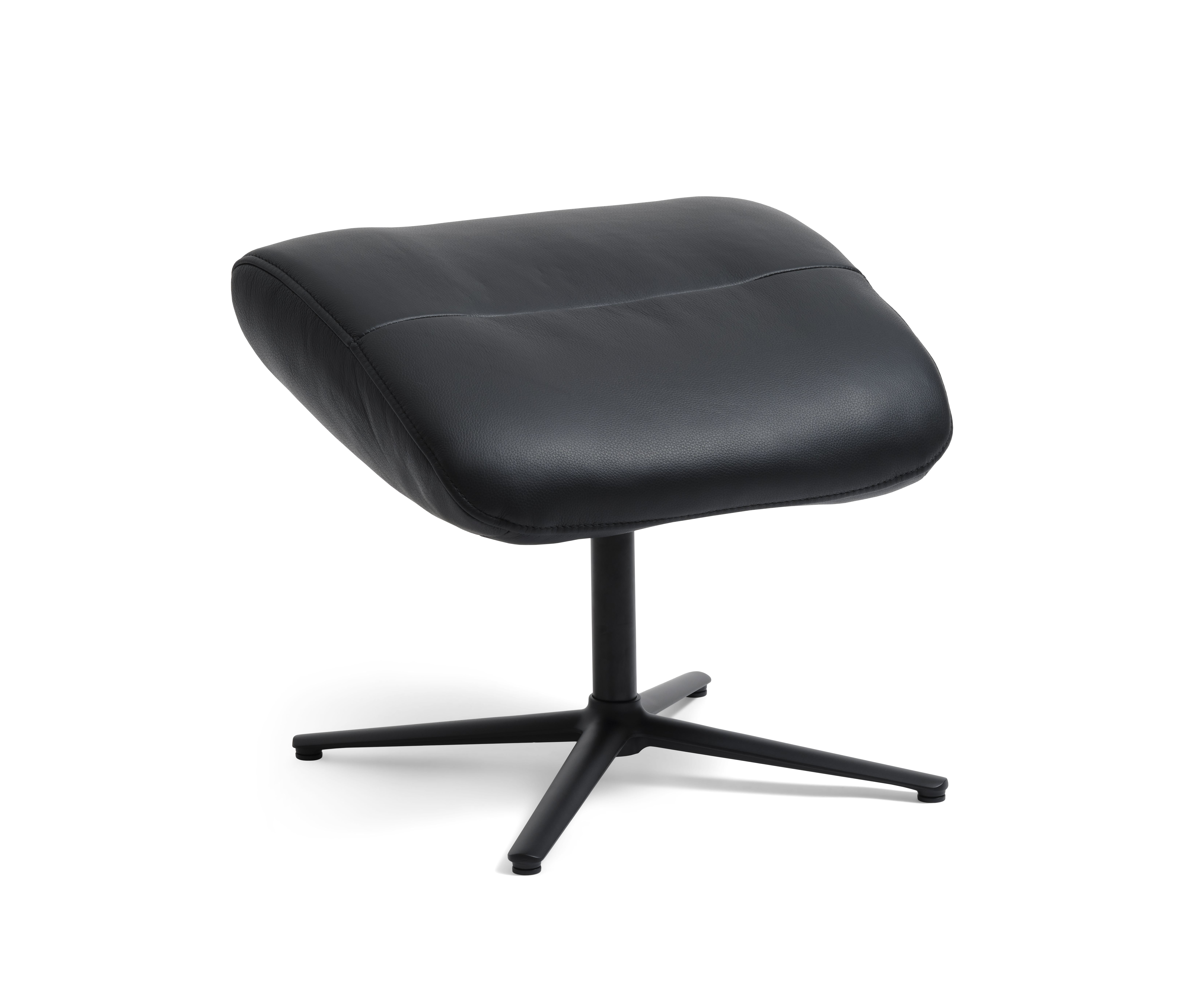 Alex Fodskammel Sort Semi Aniline Læder Og Sort Aluminium