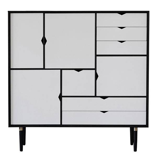 Andersen Furniture S3 Reol Hvide Fronter Sort Lakeret Eg