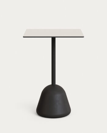Kave Home Tiaret Højt Udendørs Barbord  Kvadratisk Hvid Højtrykslaminat Og Sort Cement  68x68x97