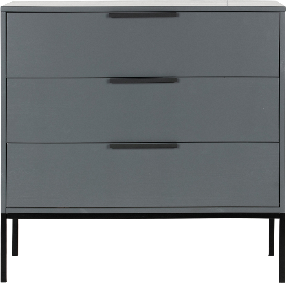 Kommode Woood Adam   Fsc-certificeret Massivt Fyrretræ  Grå Med Sort Stålbase  H93ã B94ã D52 Cm
