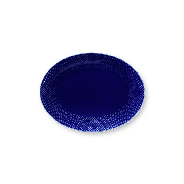 Lyngby Porcelæn Rhombe Color Serveringsfad 35   26   Cm Mørk Blå