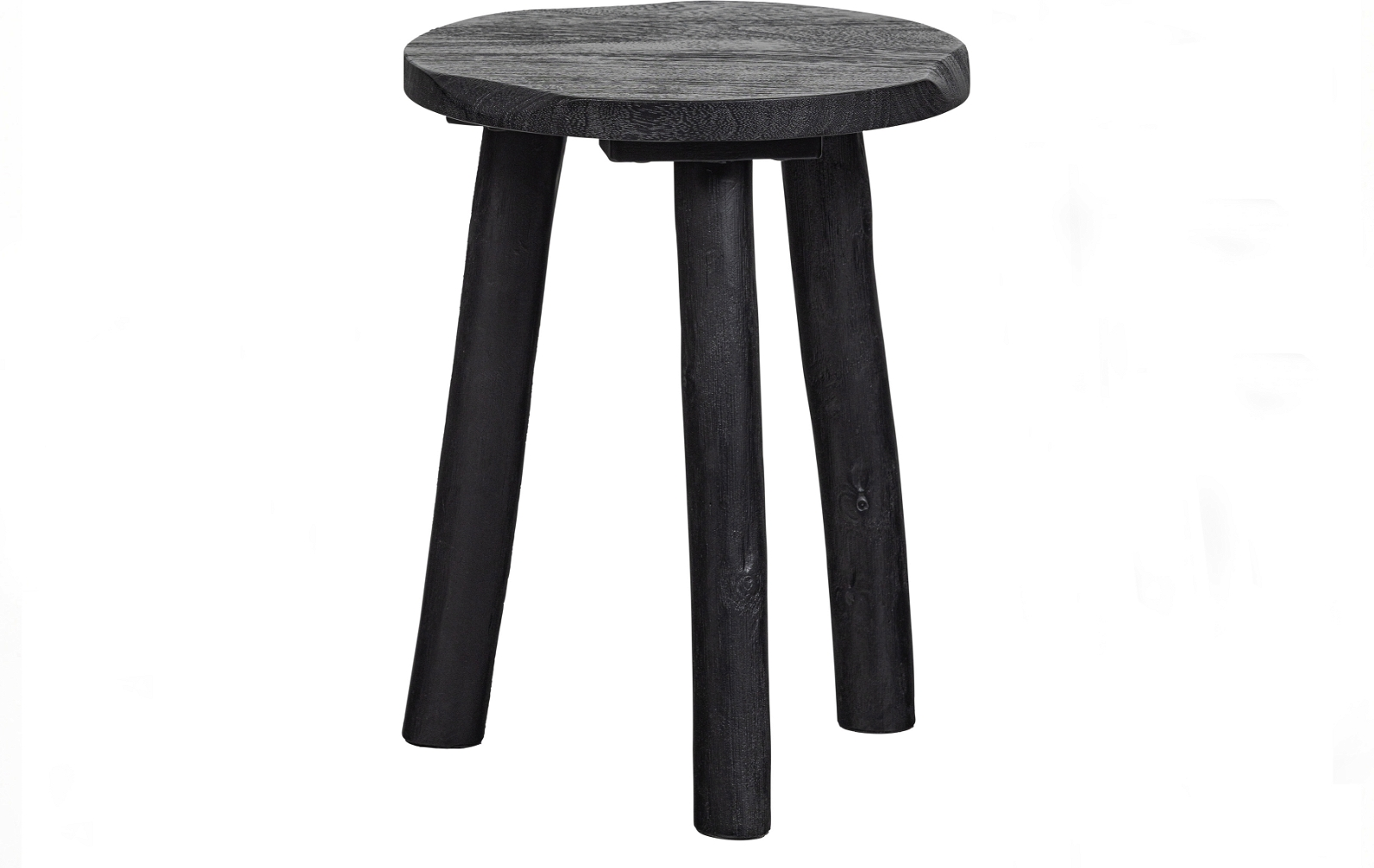 Skammel Puf Woood Exclusive Angus   Sort Mangotræ ø35   H46 Cm