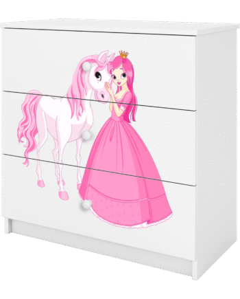 Babydreams Børnekommode Med Prinsesse Og Hest       Skuffer Hvid Laminat