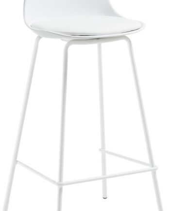 Barstol Kave Home Brighter Polstret Syntetisk Læder Hvid Stål 65 Cm Siddehøjde Nordisk Moderne Design