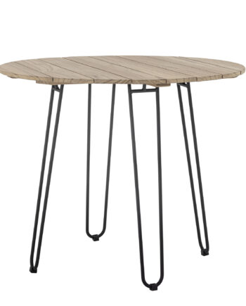 Bloomingville Molito Havebord  Rund Natur Teaktræ Og Sort Metal  ø90