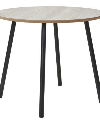 House Nordic Aalst Sofabord  Rund Beige Mdf Med Travertin Look Og Sort Stål  ø55