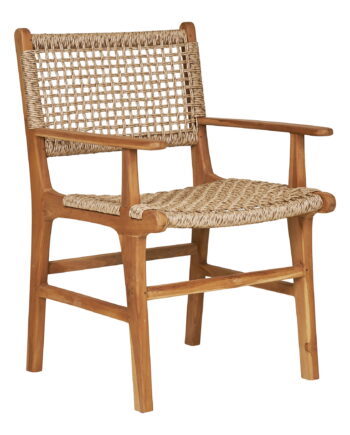 House Nordic Derby Spisebordsstol     Armlæn Natur Polyrattan Og Teak
