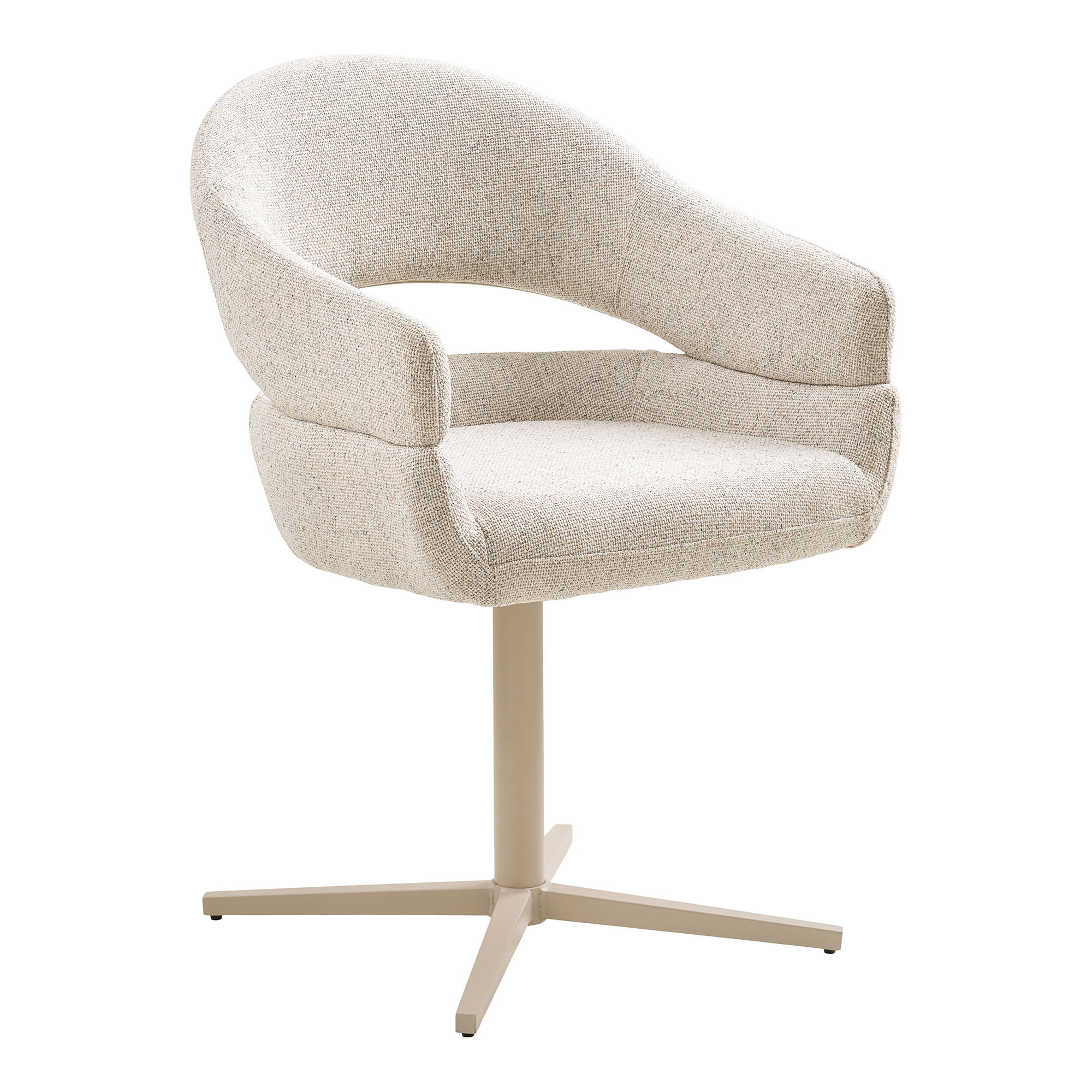 House Nordic Dover Spisebordsstol     Drejefod Og Armlæn Beige Meleret Polyester Og Grå Metal