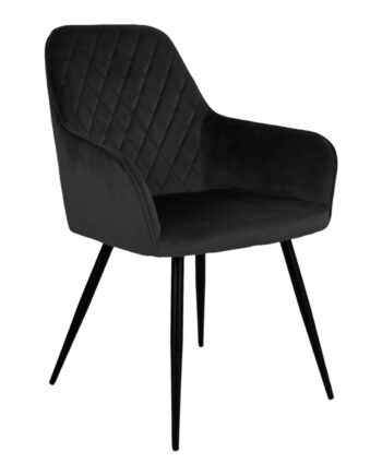 House Nordic Harbo Spisebordsstol     Armlæn Sort Velour Og Stål