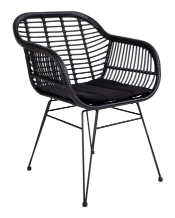 House Nordic Trieste Spisebordsstol Sort Rattan Metal     Hynde