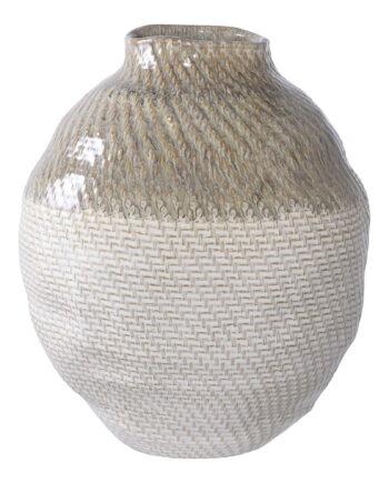 House Nordic Vase  Rund Hvid Grøn Keramik  ø26x30