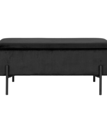 House Nordic Watford Bænk     Opbevaring Sort Polyester Fløjl Og Metal  95x37