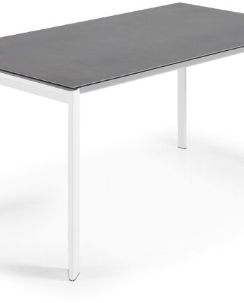 Kave Home Axis Udtræksbord  Porcelæn Glas Top  Mørkegrå Hvid  160 220 Cm