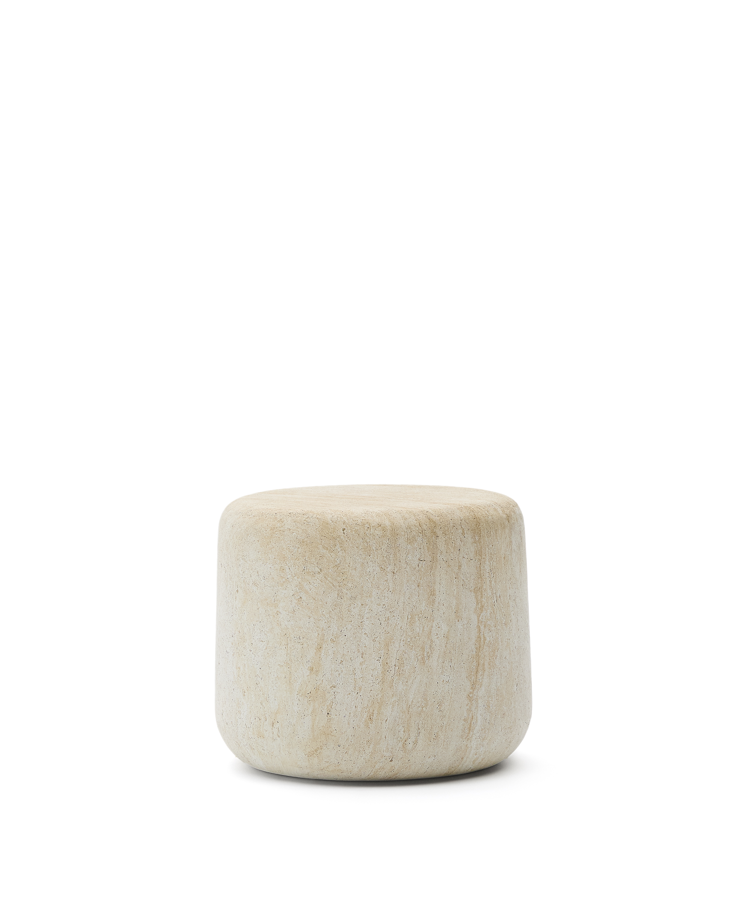 Kave Home Drasi Udendørs Sidebord  Rund Beige Cement Med Travertineffekt Finish  ø60
