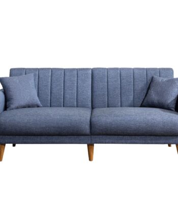 Nordvärk Aqua   Pers  Sovesofa Mørkeblå Hør Og Træ