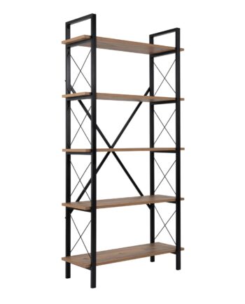Nordvärk Elysian Bogreol       Hylder Atlantic Pine Melamin Og Sort Metal