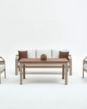 Nordvärk Morento Udendørs Loungesæt       Stole    Sofa    Bord  Beige Hynder Beige Aluminium