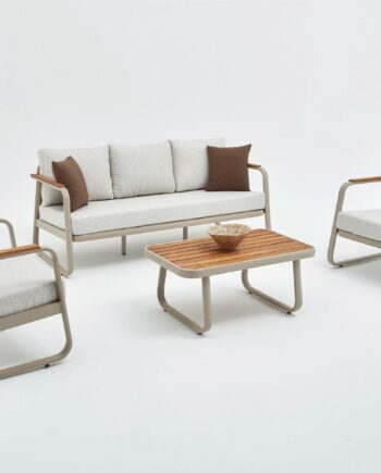 Nordvärk Rio Udendørs Loungesæt       Stole    Sofa    Bord Og Beige Hynder Beige Aluminium