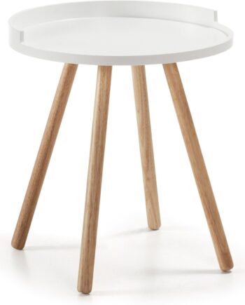 Sidebord Kave Home Kurb Hvid Natur Nordisk Moderne Småbord
