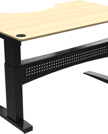 To-bens Hæve- Sænkebord Zennord Flexdesk Med Centerudskæring  Natur Sort Ahorn  Højde 65-122 Cm