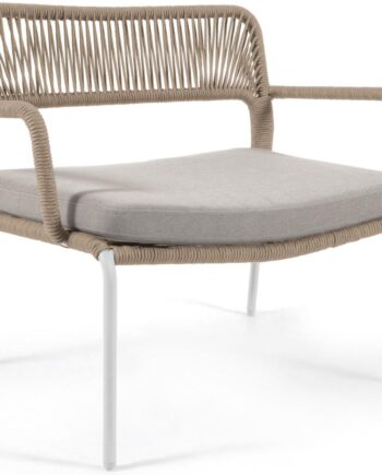 Udendørs Lænestol Kave Home Cailin   Havestol   Galvaniseret Stål Med Håndvævet Reb  Beige