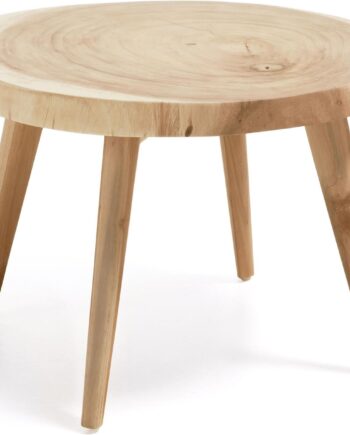 Udendørs Sidebord Kave Home Wellcres Massivt Mungurtræ ø65   H41 Cm Natur