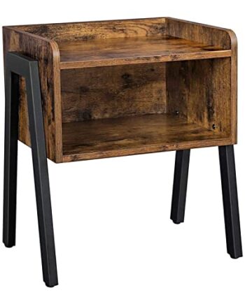 Vasagle Sidebord       Hylde Brun Spånplade Og Sort Stål  42x35