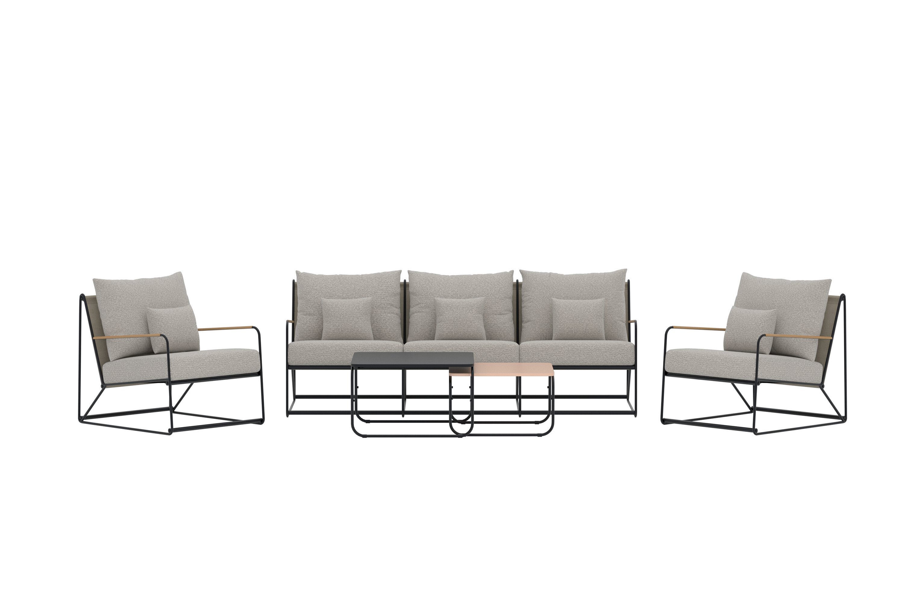 Venture Home Palazzo Havesofasæt       Borde    Sofa    Stole Og Beige Hynder Sort Stål